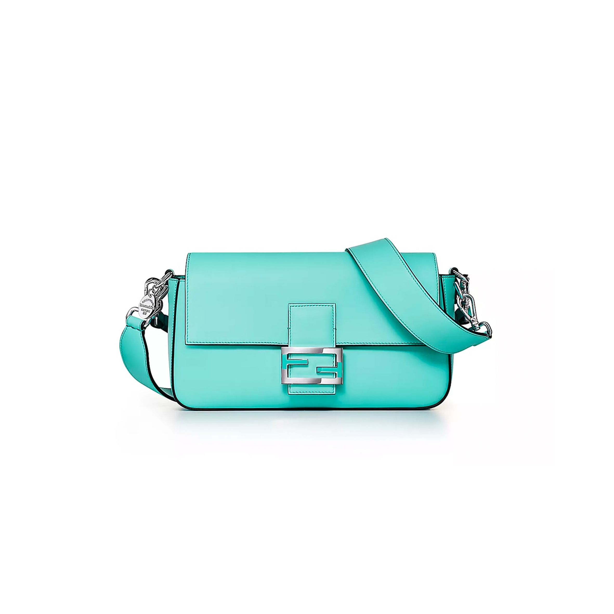 FENDI X TIFFANY MEDIUM BAGUETTE IN TIFFANY BLUE LEATHER WITH STERLING SILVER (27*13*6cm) 